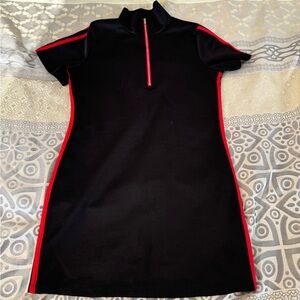 Black Dress with Red Accents